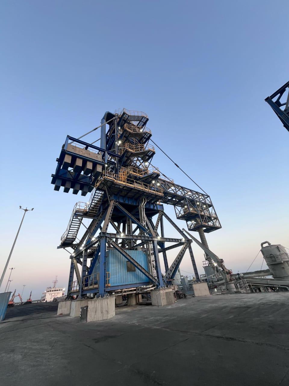 Ship loading automation, dusk view